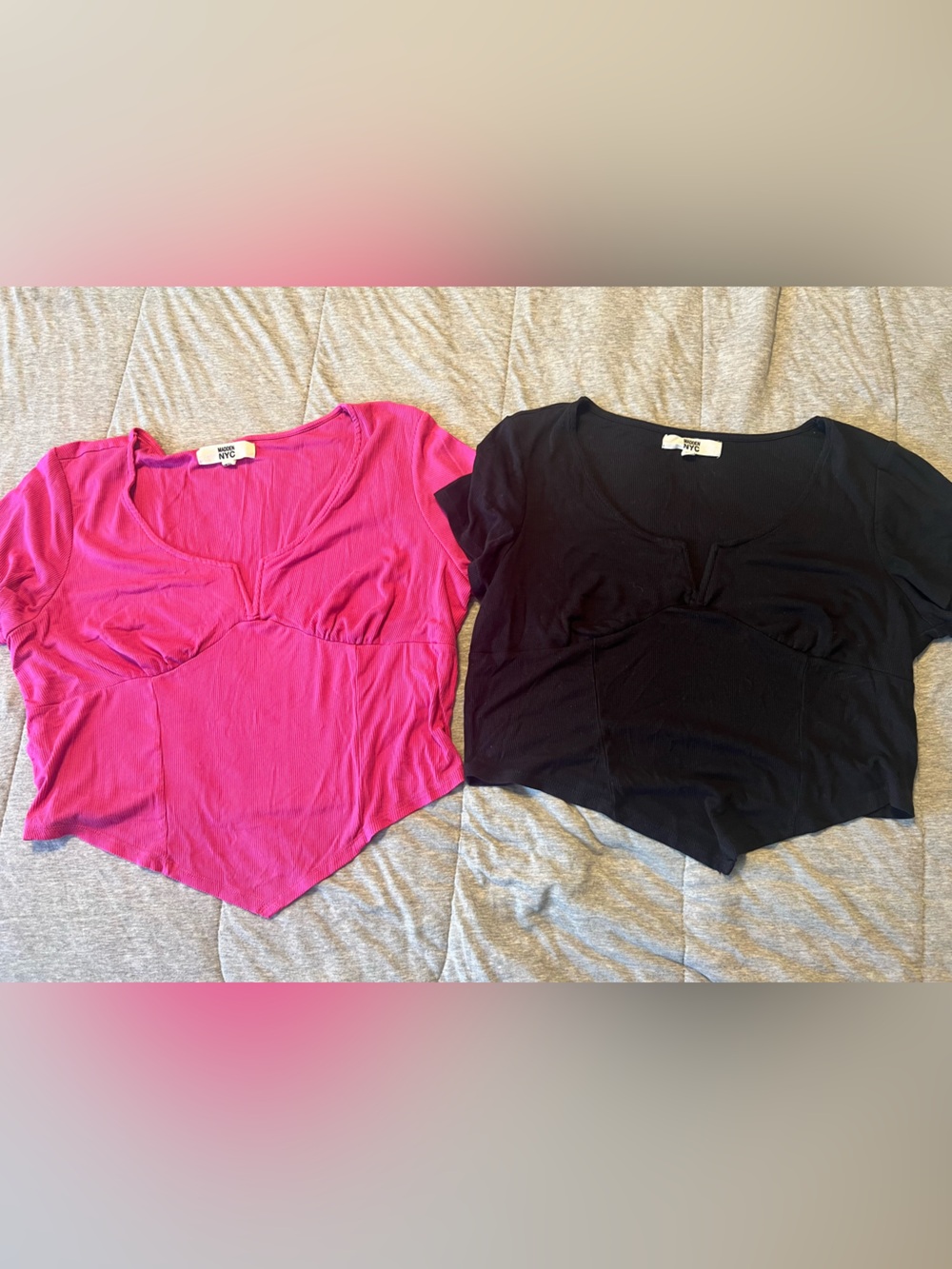 Madden NYC Lot of 2 - Hot Pink & Black Cropped Sweetheart Tees | Women’s XXL